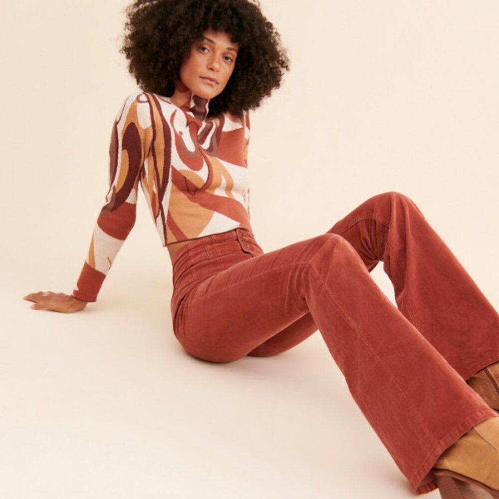 We the Free Jayde Corduroy Flare Pants - Dark Orange